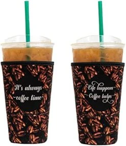 Axendale And Co Reusable Neoprene Insulator Sleeves For Large Sized Iced Coffee And Cold Drink Cups (2 PK Large 32oz, Black Smooth) -Peugeot Shop 51mdXaYjUgL. AC
