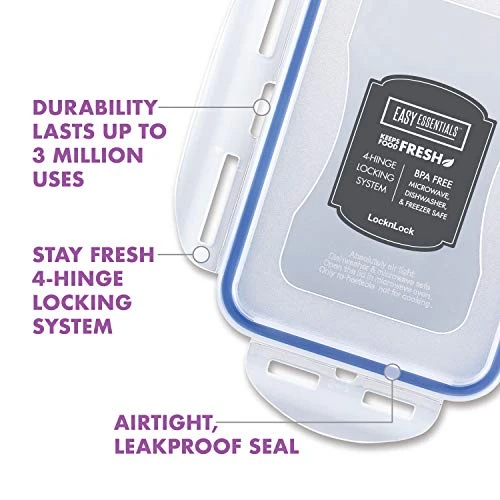 Lock & Lock OcknLock Easy Essentials Food Storage Lids/Airtight Containers/Stackable, BPA Free, 6 Piece, Clear 4 Lock & Lock OcknLock Easy Essentials Food Storage Lids/Airtight Containers/Stackable, BPA Free, 6 Piece, Clear - Image 4