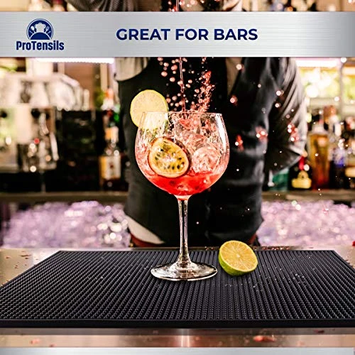 Rubber Bar Mat By ProTensils, 18" X 12", Black Bar Mats, Bar Service Mat, Black Coffee Bar Mat, Spill Mat For Counter-Top (2 Pieces) 4 Rubber Bar Mat By ProTensils, 18" X 12", Black Bar Mats, Bar Service Mat, Black Coffee Bar Mat, Spill Mat For Counter-Top (2 Pieces) - Image 4