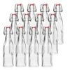 8.5 Ounce Clear Glass Beer Bottles For Home Brewing - Beer, Kombucha, Soda, Juice, Fermentation, Square 12 Pack Glass Bottle With Flip Top Cap And Funnel