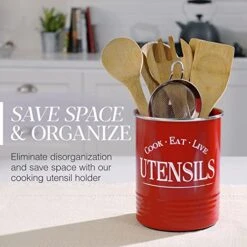 Walford Home Original Kitchen Utensil Holder Crock, Red With Premium Padded Base - Vintage Farmhouse Home Kitchen Decor - Large Kitchen Tool Utensil Storage Caddy Organizer 13 Walford Home Original Kitchen Utensil Holder Crock, Red With Premium Padded Base - Vintage Farmhouse Home Kitchen Decor - Large Kitchen Tool Utensil Storage Caddy Organizer -Peugeot Shop 51mmZRCxcsL