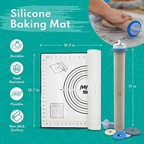 Adjustable Wood Rolling Pin Set – Rolling Pin With Thickness Rings – Cookie Rolling Pin - Pastry Cutter- Pasta Pizza Dough Fondant Roller – Best Rolling Pin - Baking Supplies - Dough Cutter 2 Adjustable Wood Rolling Pin Set – Rolling Pin With Thickness Rings – Cookie Rolling Pin - Pastry Cutter- Pasta Pizza Dough Fondant Roller – Best Rolling Pin - Baking Supplies - Dough Cutter - Image 2