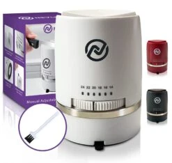 Adjustable Angle Manual Kitchen Knife Sharpener With Suction Base - These Sharpeners Prep, Repair, Sharpen, & Polish Most Knives In One Easy Step - Mini Brush For Quick & Easy Clean Up - White