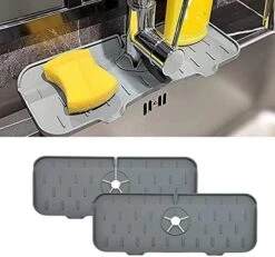 Silicone Faucet Mat, Rubber Faucet Mat For Kitchen Sink Splash Guard Faucet Drip Catcher, Sink Draining Secure Silicone Faucet Mat, Bathroom Faucet Drying Pad Mat For Tools Protect (black) -Peugeot Shop 51myUEfNb9L. AC