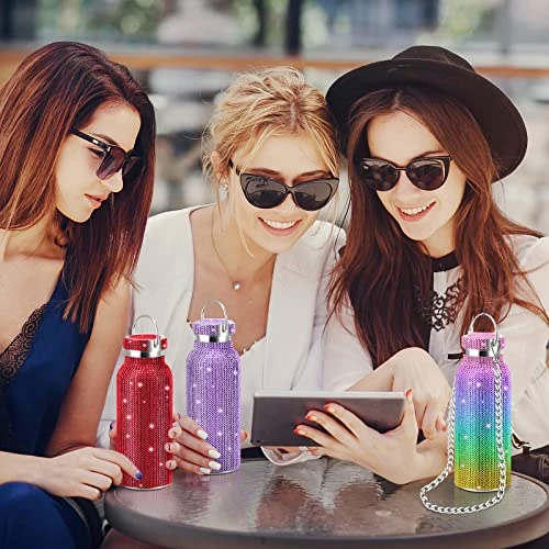 12 PCS Diamond Water Bottle Bulk Stainless Steel Insulated Water Bottle With Chain Bling Rhinestone Refillable Thermal Bottle Glitter Diamond Cup For Women Girls Gifts, 12 Colors (17 Oz) 5 12 PCS Diamond Water Bottle Bulk Stainless Steel Insulated Water Bottle With Chain Bling Rhinestone Refillable Thermal Bottle Glitter Diamond Cup For Women Girls Gifts, 12 Colors (17 Oz) - Image 5