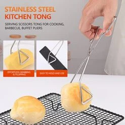 Potato Masher Set, 2Pack Stainless Steel Potato Masher & Heavy Duty Food Tongs, Kitchen Serving Scissors Tongs, Kitchen Tools For Mashing Avocado, Mashed Potatoes, Beans, Vegetables -Peugeot Shop 51nIDiTes2L