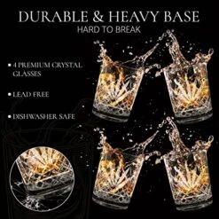 Whiskey Glasses Set Of 4 With An Elegant Gift Box - 10 Oz Cocktail Glasses For Bourbon, Scotch, Cognac, Rocks Glasses Gift For Men, Old Fashioned Crystal Whisky Glasses -Peugeot Shop 51nOVzpP65L