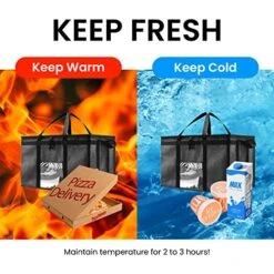 Home 3XL Insulated Bag For Food Delivery & Grocery Shopping With Zippered Top, Black (1 Pack) 18 Home 3XL Insulated Bag For Food Delivery & Grocery Shopping With Zippered Top, Black (1 Pack) -Peugeot Shop 51nU3XOhicL