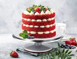 12 Inch Cake Turntable Cake Decorating Kit Supplies, 7 Pcs Baking Supplies Aluminium Alloy Revolving Cake Decorating Stand, With 3 Icing Smoother, Icing Spatula, Silicone Spatula, Cake Cutter -Peugeot Shop 51nUPL3IpOL