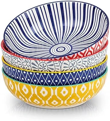 Ceramic 50 Ounce Pasta Bowls Set Of 4, 8.6 Inch Large Salad Bowls, Wide And Shallow Porcelain Soup Bowls, Stackable Serving Bowls, Microwave Dishwasher Safe, Christmas Gift, Assorted Colors 5 Ceramic 50 Ounce Pasta Bowls Set Of 4, 8.6 Inch Large Salad Bowls, Wide And Shallow Porcelain Soup Bowls, Stackable Serving Bowls, Microwave Dishwasher Safe, Christmas Gift, Assorted Colors - Image 5