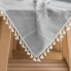 Rustic Tablecloth Cotton Linen Splashproof Tablecloths Burlap Table Cloths For Kitchen Dining Buffet Cloth Table Cloth For Rectangle Tables Grey Rectangle Table,55''x70'',4-6 Seats -Peugeot Shop 51nWyay2nEL