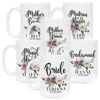 Et Of 6 - Personalized Bridesmaid Coffee Mug Gifts W/Free Customization - 15oz Ceramic Mug - Matron Of Honor, Mother Of The Bride, Maid Of Honor, Bridesmaid Gifts, Bachelorette Gift - Floral