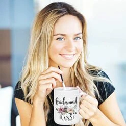 Et Of 6 - Personalized Bridesmaid Coffee Mug Gifts W/Free Customization - 15oz Ceramic Mug - Matron Of Honor, Mother Of The Bride, Maid Of Honor, Bridesmaid Gifts, Bachelorette Gift - Floral -Peugeot Shop 51nbKLvsO1L