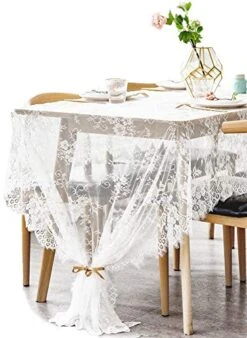 60x120 Inch Gorgeous White Lace Tablecloth Overlay Rose Vintage Embroidered, Romantic Boho Wedding Reception Table Decor, Baby & Bridal Shower Décor, Elegant Chic Outdoor Tea Party Tablecover 10 60x120 Inch Gorgeous White Lace Tablecloth Overlay Rose Vintage Embroidered, Romantic Boho Wedding Reception Table Decor, Baby & Bridal Shower Décor, Elegant Chic Outdoor Tea Party Tablecover -Peugeot Shop 51nf3qgjgLL