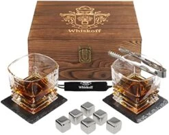 𝗕𝗘𝗦𝗧 𝗚𝗜𝗙𝗧: Whiskey Rocks Glasses Gift Set - Heavy Base Crystal Glass For Scotch Bourbon Drinker - Whisky Chilling Stones In Wooden Gift Box - Burbon Gift Set For Men Idea -Peugeot Shop 51ngHg6BuwL. AC 1