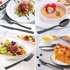 20-Piece Black Silverware Set With Tray, Stainless Steel Square Flatware Cutlery Set For 4, Black Eating Utensils For Home Restaurant, Dishwasher Safe, Mirror Finished -Peugeot Shop 51niXoQXSVL