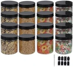12 Pack 16 Oz Plastic Jars With Lids, Extra Labels, 1 Pen, Clear PET Seal Jar For Food Storage,Wide Opening Storage Jar For Dry Food, Peanut, Powder, Kitchen & Craft Storage By ZMYBCPACK -Peugeot Shop 51njq9MniaL. AC