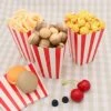 24 Pack Popcorn Box Popcorn Bag Popcorn Bucket Striped Wavy Paper Popcorn Container Cardboard Candy Container For Party Carnival Movie Night
