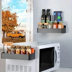 Taozun 4 Pack Magnetic Spice Rack For Refrigerator - Spices Rack Organizer For Fridge Kitchen, Moveable Spice Shelf, Black -Peugeot Shop 51nm617KcIL