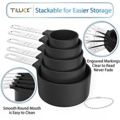 Measuring Cups & Spoons Set, Stackable Cups And Spoons, Nesting Measure Cups With Stainless Steel Handle, Kitchen Gadgets For Cooking & Baking (5+5, Black) 15 Measuring Cups & Spoons Set, Stackable Cups And Spoons, Nesting Measure Cups With Stainless Steel Handle, Kitchen Gadgets For Cooking & Baking (5+5, Black) -Peugeot Shop 51nvRYBTVBL