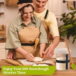 Sourdough Starter Jar Kit 1000ml - Large Glass Jar For Sourdough - Sourdough Starter Crock - Reusable Sour Dough Starter Jar With Thermometer, Silicone Scraper, Cloth Cover And Lid -Peugeot Shop 51nxfHom4aL
