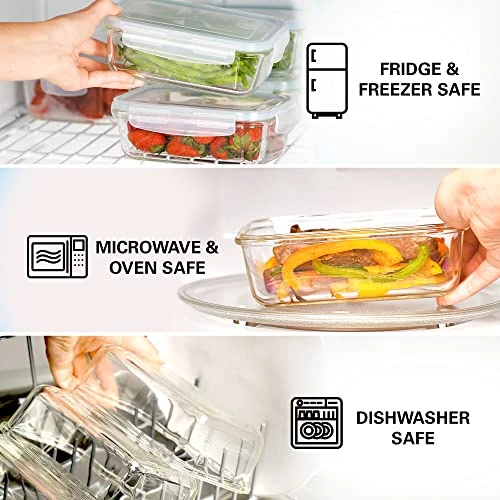 Glass Food Storage Containers With Lids 30 Oz 16 Pc (Set Of 8) Airtight Large Glass Containers, Glass Meal Prep Containers Reusable Leak Proof BPA Free Glass Food Prep Containers Freezer To Oven Safe 2 Glass Food Storage Containers With Lids 30 Oz 16 Pc (Set Of 8) Airtight Large Glass Containers, Glass Meal Prep Containers Reusable Leak Proof BPA Free Glass Food Prep Containers Freezer To Oven Safe - Image 2