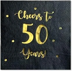 Cheers To 50 Years Cocktail Napkins | Happy 50th Birthday Decorations For Men And Women And Wedding Anniversary Party Decorations | 50-Pack 3-Ply Napkins | 5 X 5 Inch Folded (White) -Peugeot Shop 51oBk2KmOIL. AC