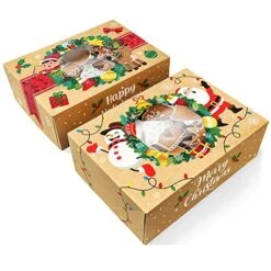 Christmas Cookie Boxes - Bulk 12 Pack Kraft - Large Holiday Christmas Cookie Tins With Lids, Bakery Christmas Treat Boxes, Candy And Cookie Boxes For Gift Giving - Food Packaging Containers -Peugeot Shop 51oCAvtfwbL