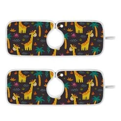 Kcldeci 2 Pack Faucet Mat Splash Guard For Kitchen Sink,African Giraffe 14x5 Inch Faucet Handle Drip Catcher Tray Absorbent Mat Fast Dry Mat For Kitchen, Bathroom