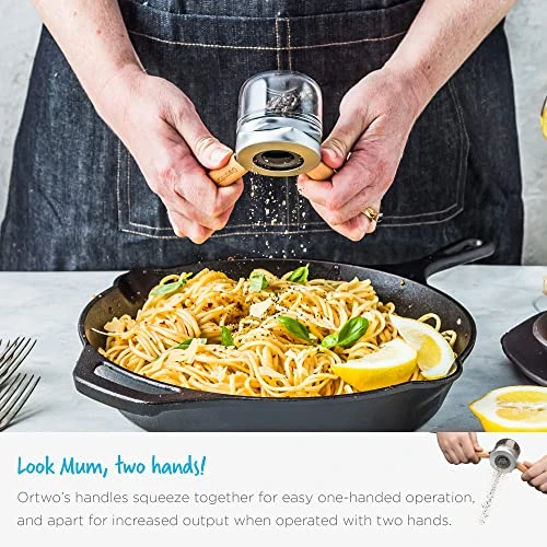 Ortwo + Extra Jar | One-Handed Pepper Mill With Ceramic Grinder & Wooden Handle | Refillable Pepper Grinder | Adjustable Salt Grinder And Spice Mill | Manual Pepper Mill | 2oz 2 Ortwo + Extra Jar | One-Handed Pepper Mill With Ceramic Grinder & Wooden Handle | Refillable Pepper Grinder | Adjustable Salt Grinder And Spice Mill | Manual Pepper Mill | 2oz - Image 2