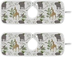Kcldeci 2 Pack Faucet Mat Splash Guard For Kitchen Sink,Giraffes And Elephant 30x5 Inch Faucet Handle Drip Catcher Tray Absorbent Mat Fast Dry Mat For Kitchen, Bathroom -Peugeot Shop 51oVI5PBv8L. AC 2