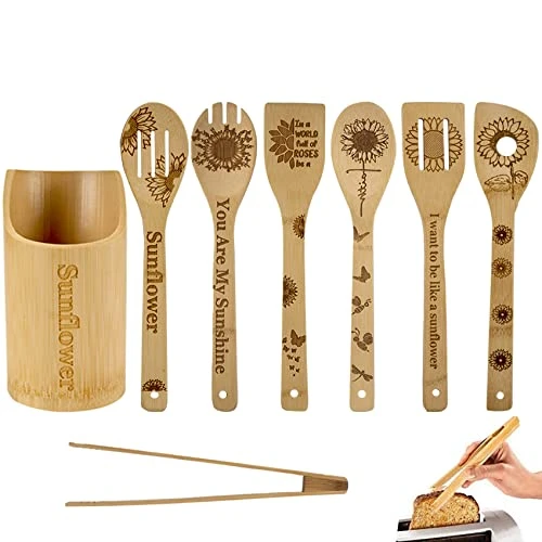8PCS Sunflower Wooden Cooking Spoons With Holder,Sunflower Kitchen Decor,Sunflower Gifts,Sunflower Gift For Women,Gifts For Sunflower Lovers,Housewarming Wedding Birthday Mom Mothers Day Gift 1 8PCS Sunflower Wooden Cooking Spoons With Holder,Sunflower Kitchen Decor,Sunflower Gifts,Sunflower Gift For Women,Gifts For Sunflower Lovers,Housewarming Wedding Birthday Mom Mothers Day Gift