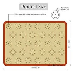 Macaron Silicone Baking Mat - Set Of 2 Non Stick Silicon Macaroon Baking Sheet Cookie Liner(BPA Free/Reusable/Half Sheet),Perfect Cooking Kit For Macarons,Pastry,Cake And Bread Making (Red) -Peugeot Shop 51ob445TRvL
