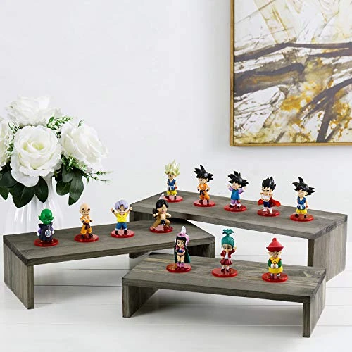 MyGift Rustic Wooden Display Stands, Set Of 3 - Vintage Gray Solid Wood Nesting Retail Riser Stands For Desserts, Collectibles And Figurines 2 MyGift Rustic Wooden Display Stands, Set Of 3 - Vintage Gray Solid Wood Nesting Retail Riser Stands For Desserts, Collectibles And Figurines - Image 2