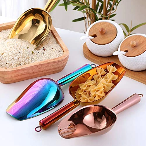 Stainless Steel Ice Scoop, Thickened Metal Food Candy Scoop For Kitchen Bar Party Wedding, Heavy Duty, Mirror Finish - Rose Gold 4 Stainless Steel Ice Scoop, Thickened Metal Food Candy Scoop For Kitchen Bar Party Wedding, Heavy Duty, Mirror Finish - Rose Gold - Image 4