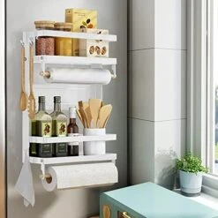 2 Pack Magnetic Spice Rack, Refrigerator Organizer Shelf, Side Wall Refrigerator Storage For Spices, Utensils Or Plates, Works As Strong Magnetic Shelf With 4 Hooks Organization For Home And Kitchen -Peugeot Shop 51oj28n4tL. AC