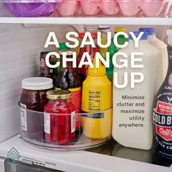 Round Plastic Lazy Susan Turntable Food Storage Container For Kitchen (9" Round, 1 Pack) -Peugeot Shop 51ooayPfesL