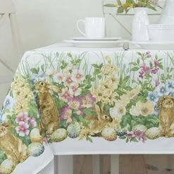 Ming Bunnies Fabric Easter Tablecloth, Spillproof Indoor/Outdoor Spring And Easter Table Cloth (Blooming Bunnies, 60" X 120" Rectangular) -Peugeot Shop 51os1pA622L. AC