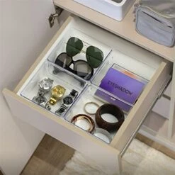 Desk Drawer Organizer Box Tray Storage Bins Modular Divider For Home, Kitchen, Office And Storage (Clear Crystal Plastic) (4 Pack - 6.25" X 6.25" X 2.13") 7 Desk Drawer Organizer Box Tray Storage Bins Modular Divider For Home, Kitchen, Office And Storage (Clear Crystal Plastic) (4 Pack - 6.25" X 6.25" X 2.13") -Peugeot Shop 51otGBs9JwL