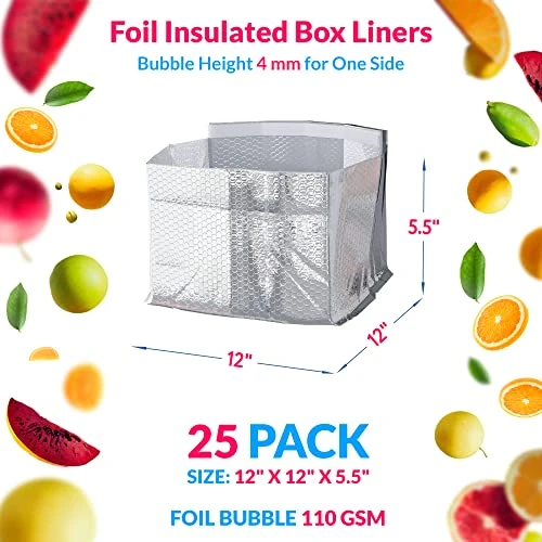 Foil Insulated Box Liners 12" X 12" X 5.5", Pack Of 25 Silver Insulated Shipping Boxes For Frozen Food, Odorless Insulated Shipping Containers, Leakproof Cold Shipping Boxes For Frozen Fish, Meat 2 Foil Insulated Box Liners 12" X 12" X 5.5", Pack Of 25 Silver Insulated Shipping Boxes For Frozen Food, Odorless Insulated Shipping Containers, Leakproof Cold Shipping Boxes For Frozen Fish, Meat - Image 2