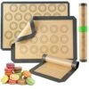 Silicone Baking Mats-Non Stick Cookie Sheet Macaron Mat Liner For Bake Pans & Rolling,Perfect Bakeware For Bread Making Pastry Cake Brioche Pizza Thick/BPA Free Set (2 Half Sheets &1 Quarter Sheet)