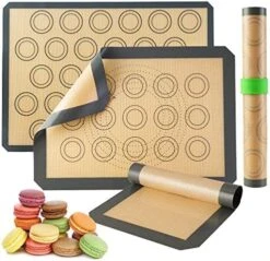 Silicone Baking Mats-Non Stick Cookie Sheet Macaron Mat Liner For Bake Pans & Rolling,Perfect Bakeware For Bread Making Pastry Cake Brioche Pizza Thick/BPA Free Set (2 Half Sheets &1 Quarter Sheet) -Peugeot Shop 51ozQ3gYhPL. AC
