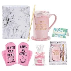 Grandma Coffee Mug I'm A Grandma What's Your SuperPower Best Grandma Mug Cup Funny Christmas Birthday Gift For Grandma Marble Coffee Mug With Box Coaster Sock Spoon Gift Card 14 Oz Pink