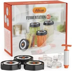Fermentation Lids - Home Fermentation Kit With 4 Wide Mouth Fermenting Lids With Airlocks, Oxygen Extraction Pump, Ideal For Sauerkraut, Kimchi, Pickles & Fermented Vegetables -Peugeot Shop 51pAdVbS7L. AC