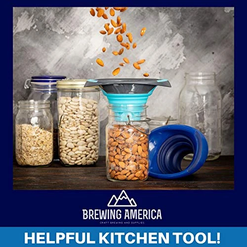 Kitchen Canning Funnel – Collapsible Silicone Food Funnel For Wide Mouth And Regular Mason Jars – Flexible Use For Coffee, Liquid, Jam, Cooking, Baking, Crafts - Teal/Gray 1 Kitchen Canning Funnel – Collapsible Silicone Food Funnel For Wide Mouth And Regular Mason Jars – Flexible Use For Coffee, Liquid, Jam, Cooking, Baking, Crafts - Teal/Gray