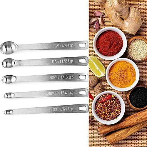 5PCS Stainless Steel Measuring Spoons Mini Spoon For Home Kitchen Baking Cooking- 1/64, 1/32, 1/16, 1/8 And 1/4 Teaspoon 4 5PCS Stainless Steel Measuring Spoons Mini Spoon For Home Kitchen Baking Cooking- 1/64, 1/32, 1/16, 1/8 And 1/4 Teaspoon - Image 4