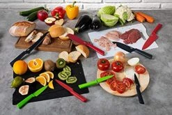 COLORI+ Non-Stick Straight And Serrated Paring Knives With Safety Sheaths, Set Of 3, Red, Yellow And Green -Peugeot Shop 51pCPKw6udS