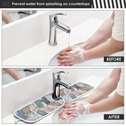 Kcldeci 2 Pack Faucet Mat Splash Guard For Kitchen Sink,Cute Kitty Kitten Cat 14x5 Inch Faucet Handle Drip Catcher Tray Absorbent Mat Fast Dry Mat For Kitchen, Bathroom -Peugeot Shop 51pFnX7O1mL