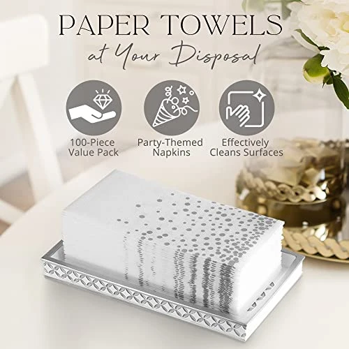 50 Pack Paper Silver Napkins - Disposable Hand Towels For Bathroom – Elegant Guest Paper Napkins With Silver Dots – Paper Towel For Guest Bathrooms And Special Events – Disposable Paper Napkins 5 50 Pack Paper Silver Napkins - Disposable Hand Towels For Bathroom – Elegant Guest Paper Napkins With Silver Dots – Paper Towel For Guest Bathrooms And Special Events – Disposable Paper Napkins - Image 5
