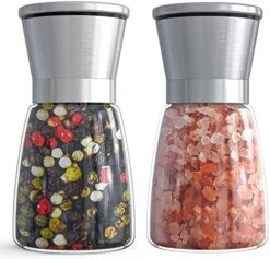 Professional Pepper Grinder - With Germany Hardened Carbon Steel Mechanism Rotor, Refillable Pepper Mill 6OZ Glass Adjust Coarseness (1PCS-Sliver-304） -Peugeot Shop 51pLdFULp2L. AC